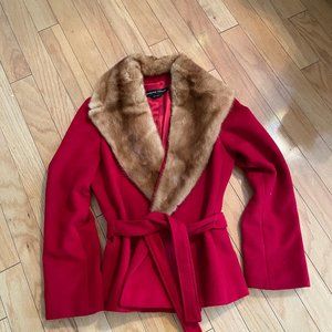 Beautiful soft red Adrienne Vittadini lined wool c